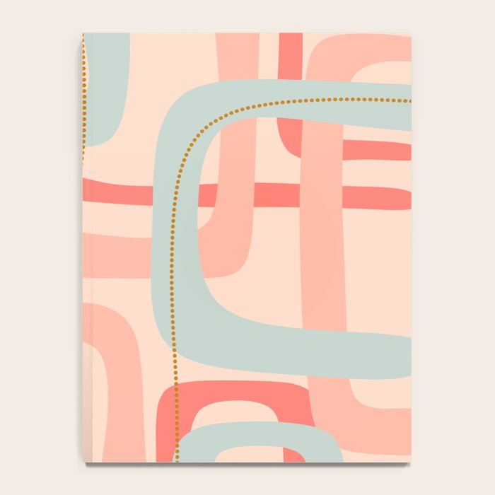 Loops and Dots Midcentury Modern Pastel Pattern in Blush Coral, Aqua Mint, and Ochre Notebook Gallery Image 4