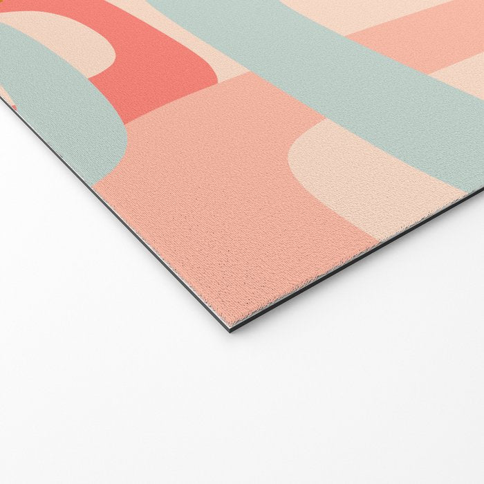 Loops and Dots Midcentury Modern Pastel Pattern in Blush Coral, Aqua Mint, and Ochre Welcome Mat Gallery Image 2