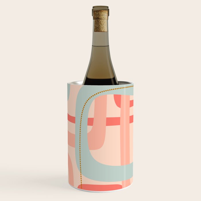 Loops and Dots Midcentury Modern Pastel Pattern in Blush Coral, Aqua Mint, and Ochre Wine Chiller Gallery Image 3