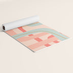 Loops and Dots Midcentury Modern Pastel Pattern in Blush Coral, Aqua Mint, and Ochre Yoga Mat Gallery Image 2