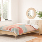 Loops and Dots Midcentury Modern Pastel Pattern in Blush Coral, Aqua Mint, and Ochre Duvet Cover Gallery Image 2