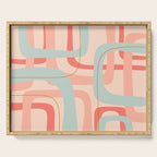 Loops and Dots Midcentury Modern Pastel Pattern in Blush Coral, Aqua Mint, and Ochre Serving Tray Gallery Image 1