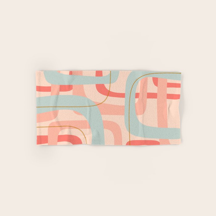 Loops and Dots Midcentury Modern Pastel Pattern in Blush Coral, Aqua Mint, and Ochre Bath Towel Gallery Image 1