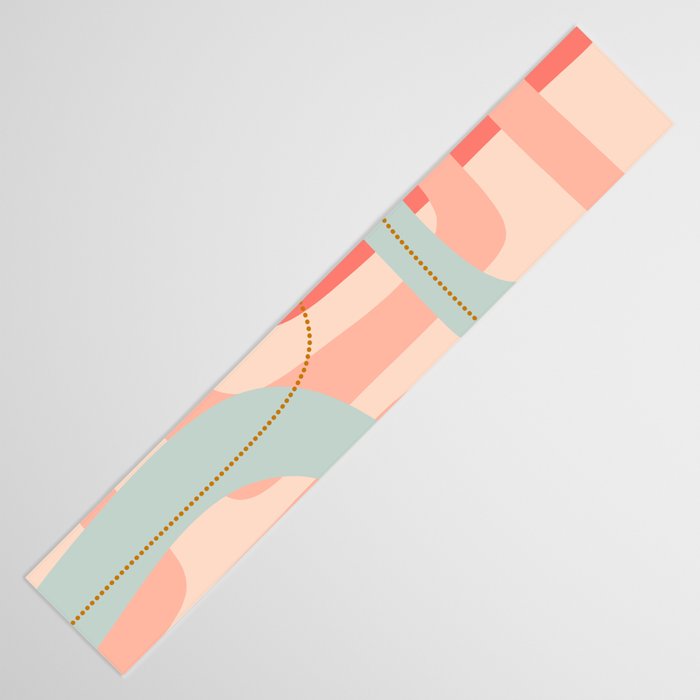 Loops and Dots Midcentury Modern Pastel Pattern in Blush Coral, Aqua Mint, and Ochre Table Runner Gallery Image 3