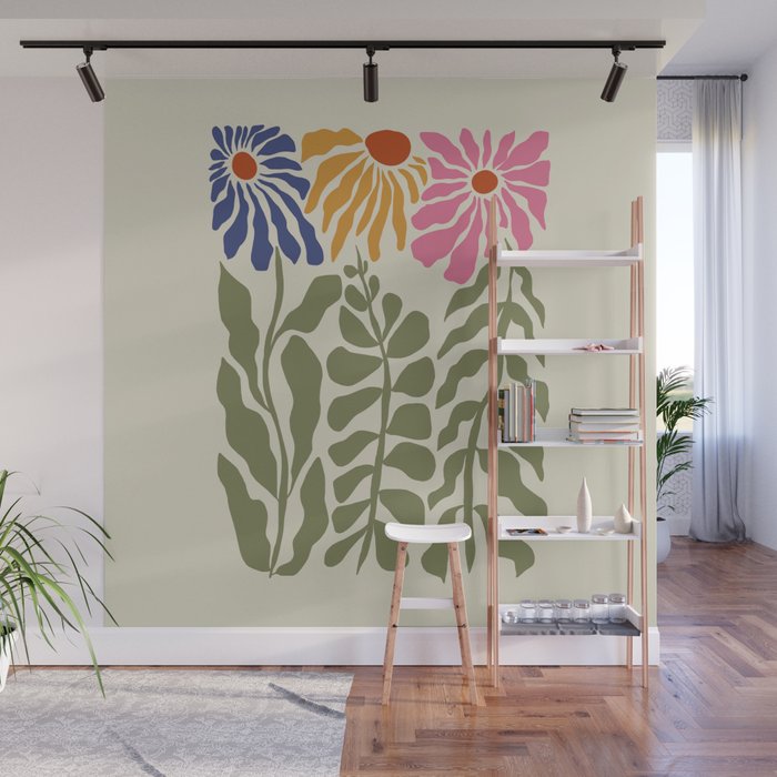 Mid-Century floral Wall Mural Gallery Image 1