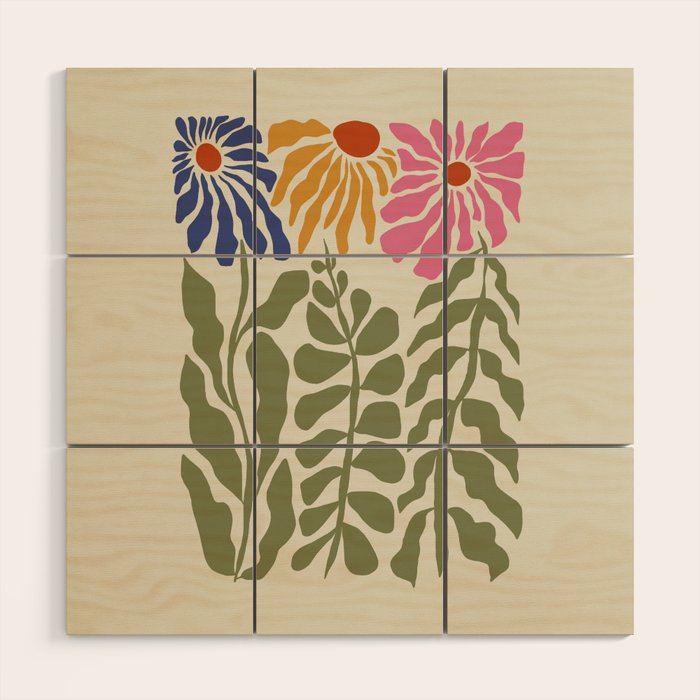 Mid-Century floral Wood Wall Art Gallery Image 1