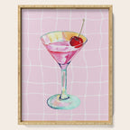 Pink Aesthetic Martini Glass with Cherry Serving Tray Gallery Image 1