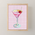 Pink Aesthetic Martini Glass with Cherry Mini Art Print Gallery Image 1