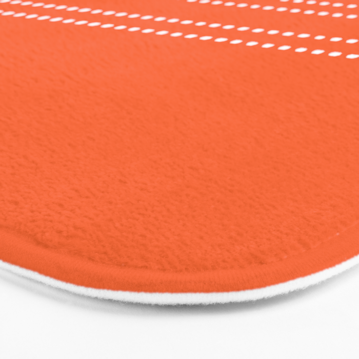 Zoe Dotted Smudge Stripes Minimalist Pattern in Orange and White Bath Mat Gallery Image 3