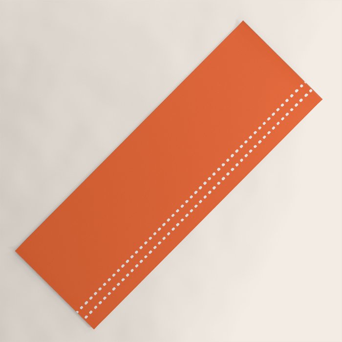 Zoe Dotted Smudge Stripes Minimalist Pattern in Orange and White Yoga Mat Gallery Image 1