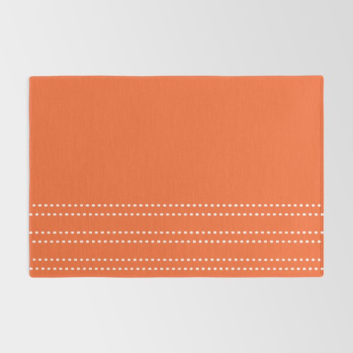 Zoe Dotted Smudge Stripes Minimalist Pattern in Orange and White Rug Gallery Image 2
