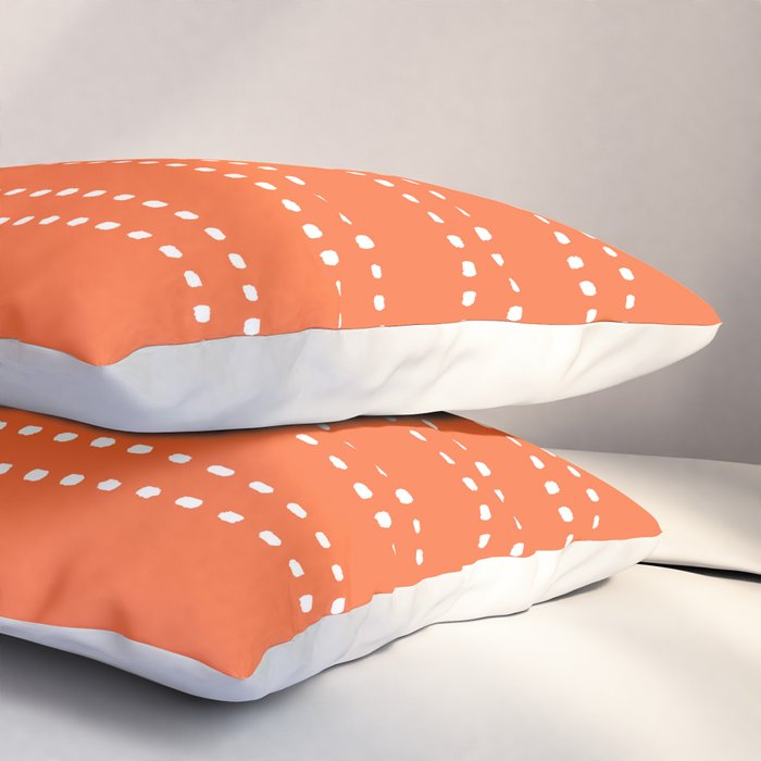 Zoe Dotted Smudge Stripes Minimalist Pattern in Orange and White Pillow Sham Gallery Image 3