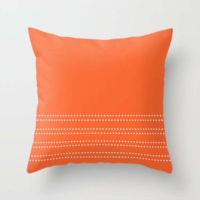 Zoe Dotted Smudge Stripes Minimalist Pattern in Orange and White Throw Pillow Gallery Image 1