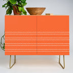 Zoe Dotted Smudge Stripes Minimalist Pattern in Orange and White Credenza Gallery Image 1