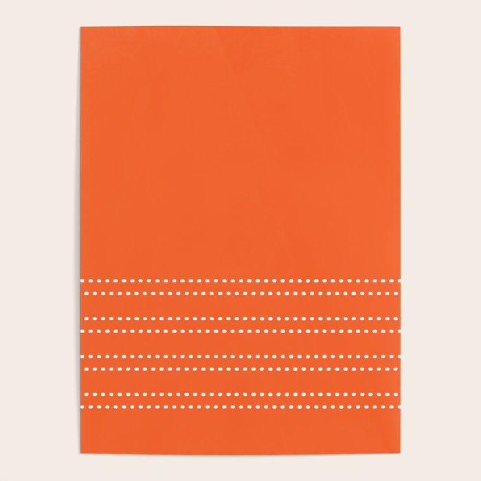 Zoe Dotted Smudge Stripes Minimalist Pattern in Orange and White Poster Gallery Image 4