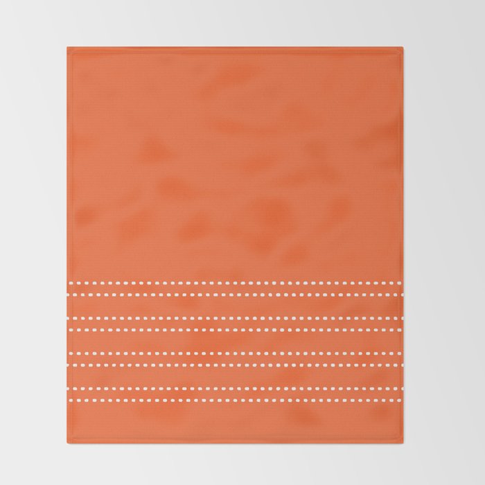 Zoe Dotted Smudge Stripes Minimalist Pattern in Orange and White Throw Blanket Gallery Image 2