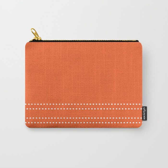 Zoe Dotted Smudge Stripes Minimalist Pattern in Orange and White Carry All Pouch Gallery Image 1