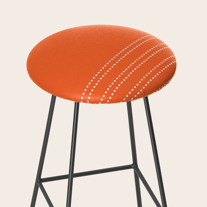 Zoe Dotted Smudge Stripes Minimalist Pattern in Orange and White Stool Gallery Image 2