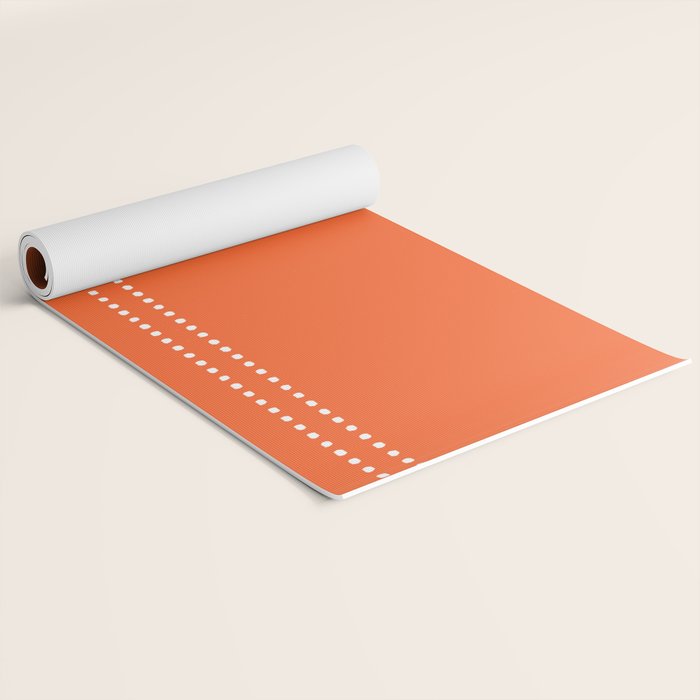 Zoe Dotted Smudge Stripes Minimalist Pattern in Orange and White Yoga Mat Gallery Image 2