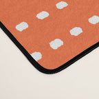 Zoe Dotted Smudge Stripes Minimalist Pattern in Orange and White Desk Mat Gallery Image 4