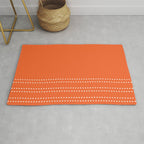 Zoe Dotted Smudge Stripes Minimalist Pattern in Orange and White Rug Gallery Image 1