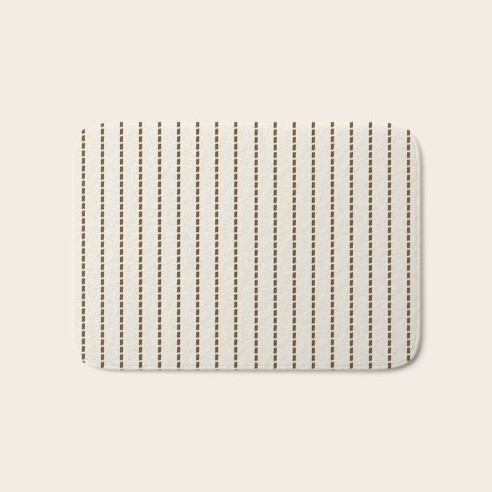 Dashed Lines (Cream & Chocolate) Bath Mat Gallery Image 1