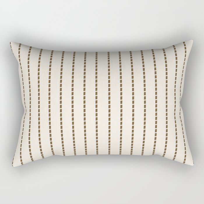 Dashed Lines (Cream & Chocolate) Rectangular Pillow Gallery Image 1