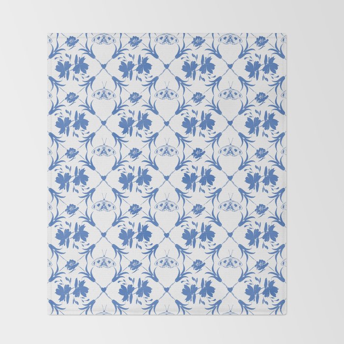 Floral Pleasure blue B Throw Blanket Gallery Image 2