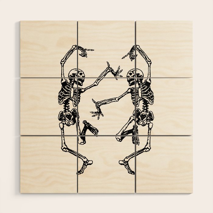 Duo Dancing Skeleton Wood Wall Art Gallery Image 1