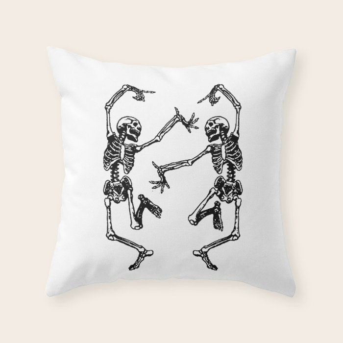 Duo Dancing Skeleton Throw Pillow Gallery Image 1