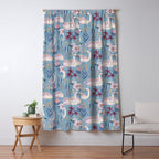 Botanical Blue Elegant Swan Pattern Window Curtain Gallery Image 5
