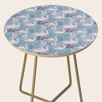 Botanical Blue Elegant Swan Pattern Side Table Gallery Image 2