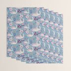 Botanical Blue Elegant Swan Pattern Wrapping Paper Gallery Image 3