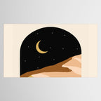 Desert Nights, Modern Bohemian Travel Sand Dunes, Eclectic Moon Stars Vintage Arc, Pastel Building Nature Landscape  Tablecloth Gallery Image 2
