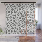 Safari Leopard Print - Grey & White Wall Mural Gallery Image 1