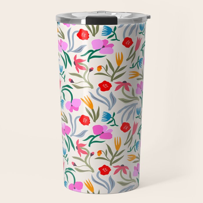 Wild Botanica Bloom - Romantic Abstract Floral Pattern Travel Mug Gallery Image 1