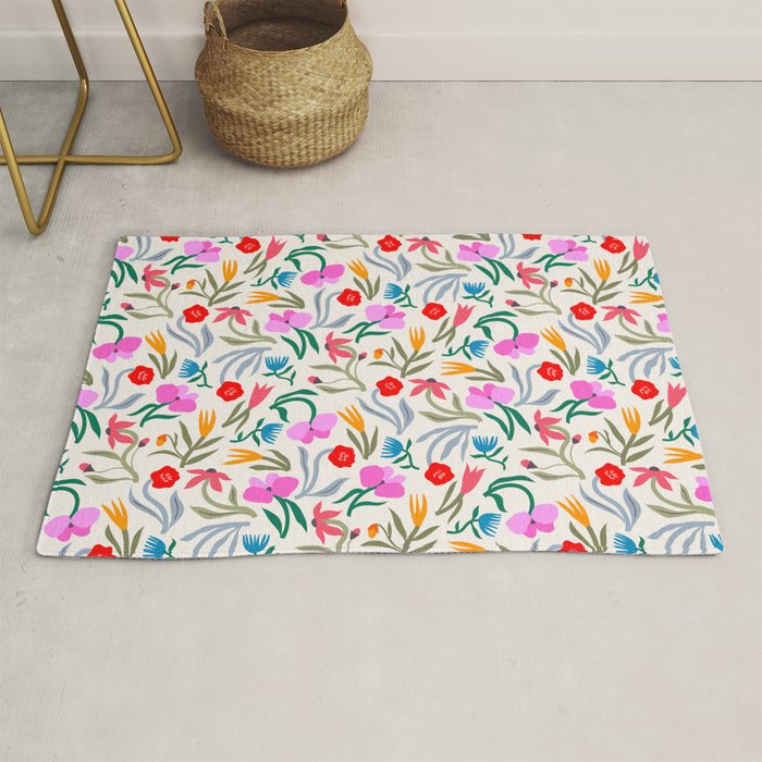 Wild Botanica Bloom - Romantic Abstract Floral Pattern Rug Gallery Image 1
