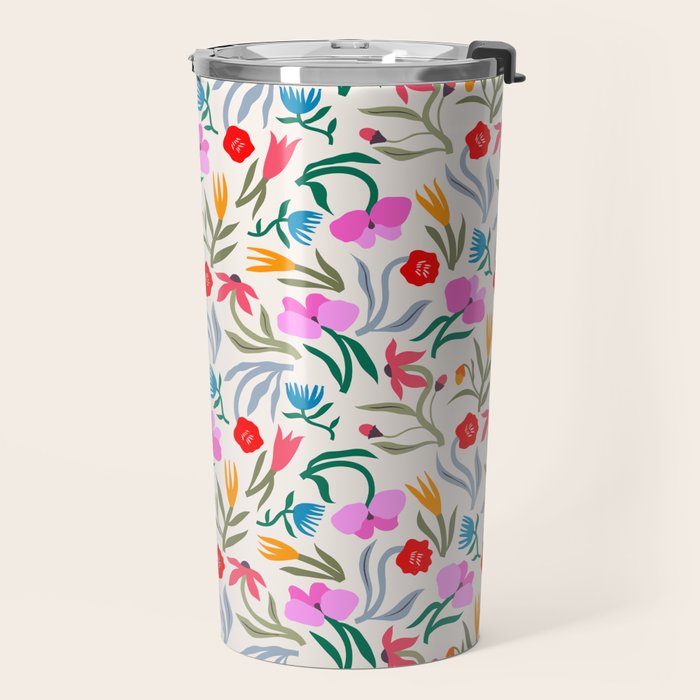 Wild Botanica Bloom - Romantic Abstract Floral Pattern Travel Mug Gallery Image 2
