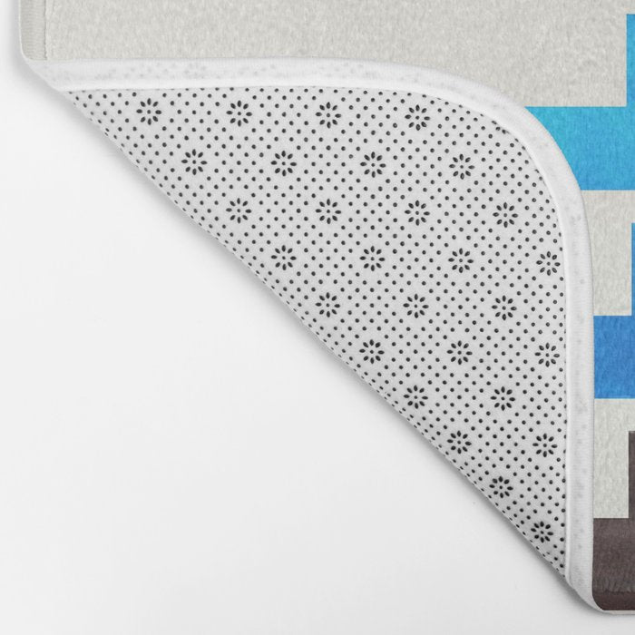 Blue Baby Blue Watercolor Minimalist Geometric Zig Zag Lightning Bolt Pattern Bath Mat Gallery Image 2