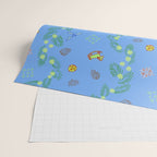 Whimsical Tiny Toys & Pine Branches in Blue Wrapping Paper Gallery Image 2