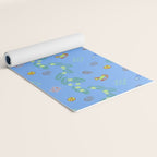 Whimsical Tiny Toys & Pine Branches in Blue Yoga Mat Gallery Image 2