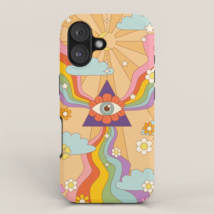 retro hippie boho rainbow print  iPhone Case Gallery Image 1