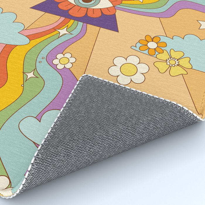 retro hippie boho rainbow print  Rug Gallery Image 4