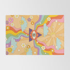 retro hippie boho rainbow print  Rug Gallery Image 2