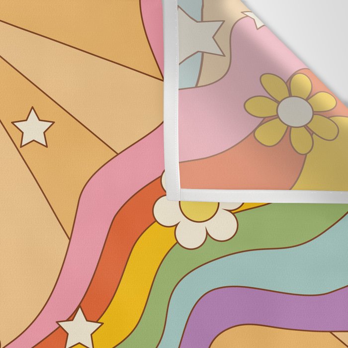 retro hippie boho rainbow print  Wall Tapestry Gallery Image 3