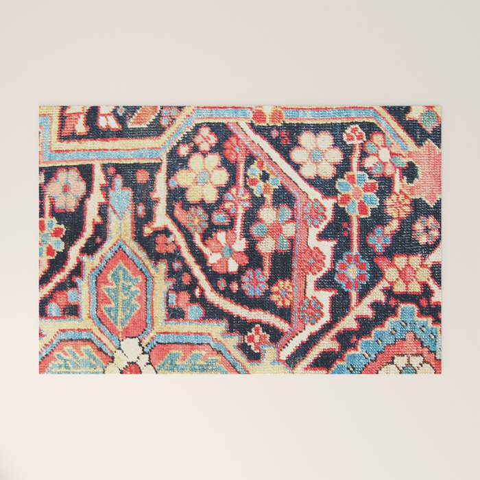 Antique Persian Heriz Carpet Print Welcome Mat Gallery Image 1