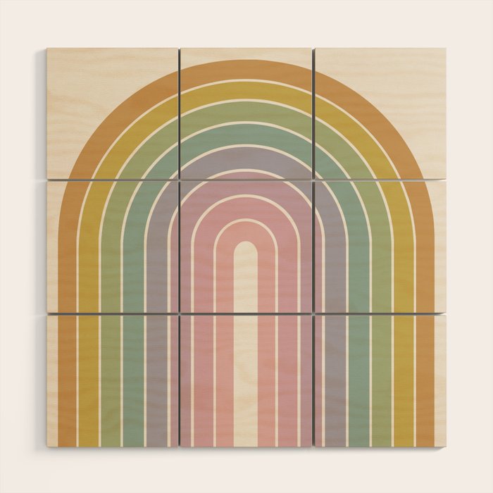 Gradient Arch XXI Tropical Mid Century Modern Rainbow Wood Wall Art Gallery Image 1