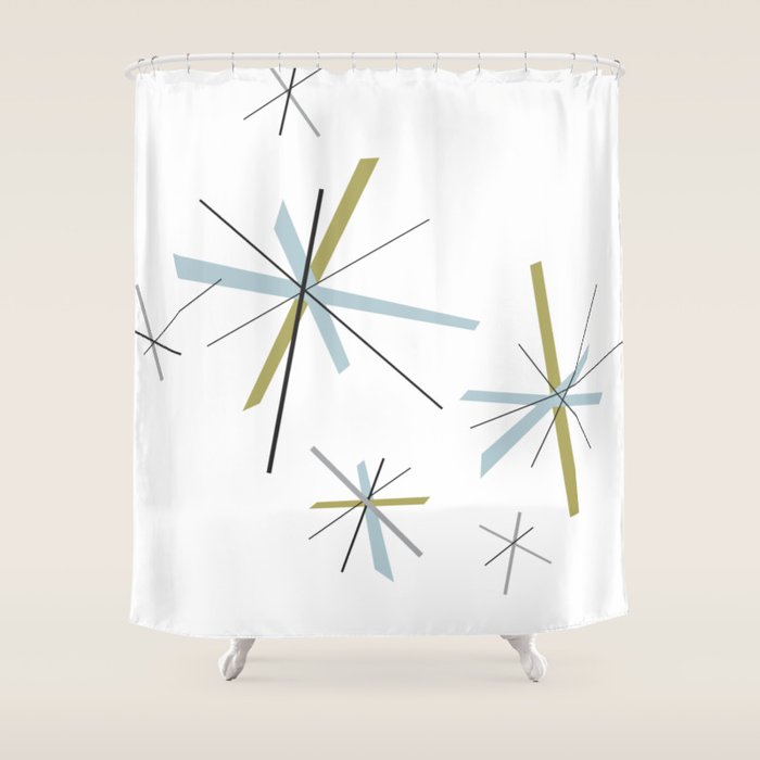 Retro Atomic Age Pattern Shower Curtain Gallery Image 1
