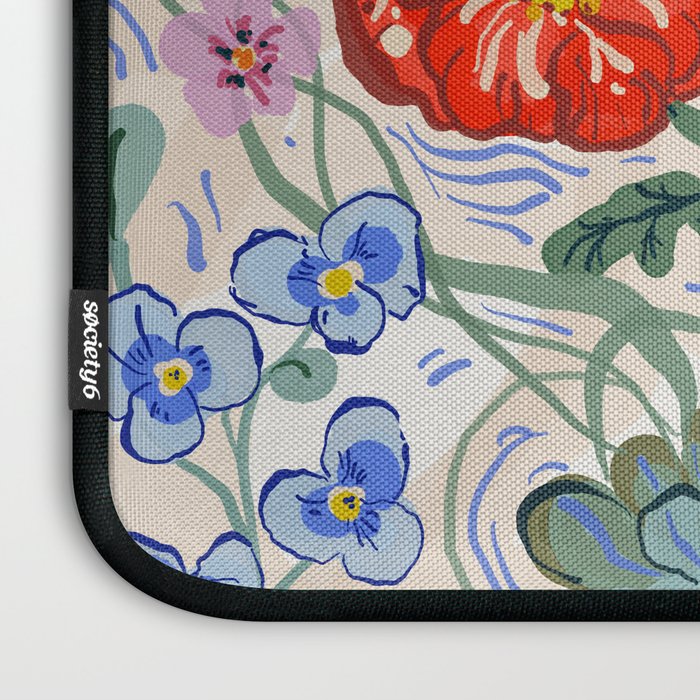Vibrant Wildflower Garden Pattern Hand Painted Folk Floral Design Laptop Sleeve Gallery Image 3