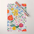 Vibrant Wildflower Garden Pattern Hand Painted Folk Floral Design Wrapping Paper Gallery Image 1